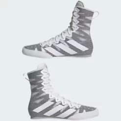 Adidas Box Hog 4 Boxing Shoes - Grey/ White - MMA Factory -MMA FACTORY Shop BH4 grywht