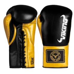Viking Valhalla Pro Horse Hair Boxing Gloves (Lace Up) - MMA Factory -MMA FACTORY Shop Viking Valhalla Black Gold 3 1000