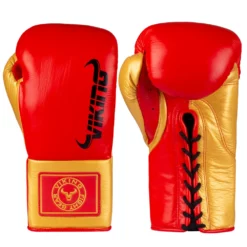 Viking Valhalla Pro Horse Hair Boxing Gloves (Lace Up) - MMA Factory -MMA FACTORY Shop Viking Valhalla Red Gold 4 1000