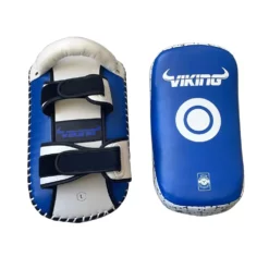 Viking Diablo Curved Pro Leather Thai Pads (Heavy Duty) - MMA Factory -MMA FACTORY Shop thai pads blue white 1