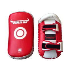 Viking Diablo Curved Pro Leather Thai Pads (Heavy Duty) - MMA Factory -MMA FACTORY Shop thai pads red white 2