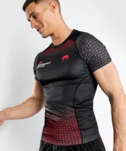 UFC Venum Performance Institute Rashguard - SS - MMA Factory -MMA FACTORY Shop ufc venum performance institute rashguard short sleeves black red 3